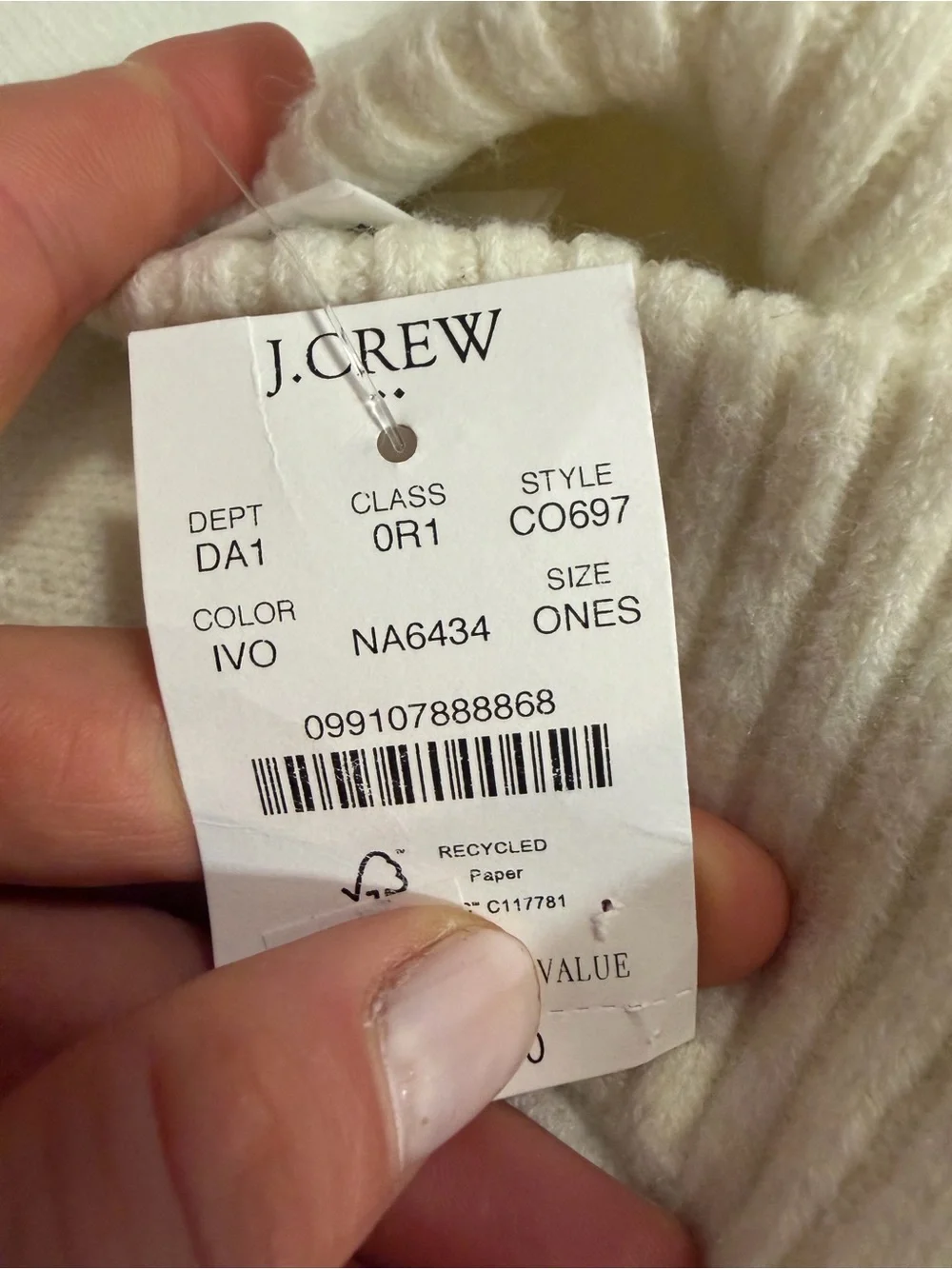 J crew ivory Heart quarter-zip poncho